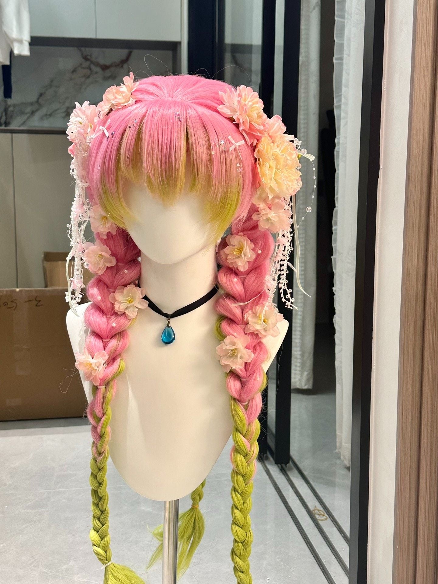 Heat-Resistant Mitsuri Kanroji Wig | Demon Slayer Cosplay Essential
