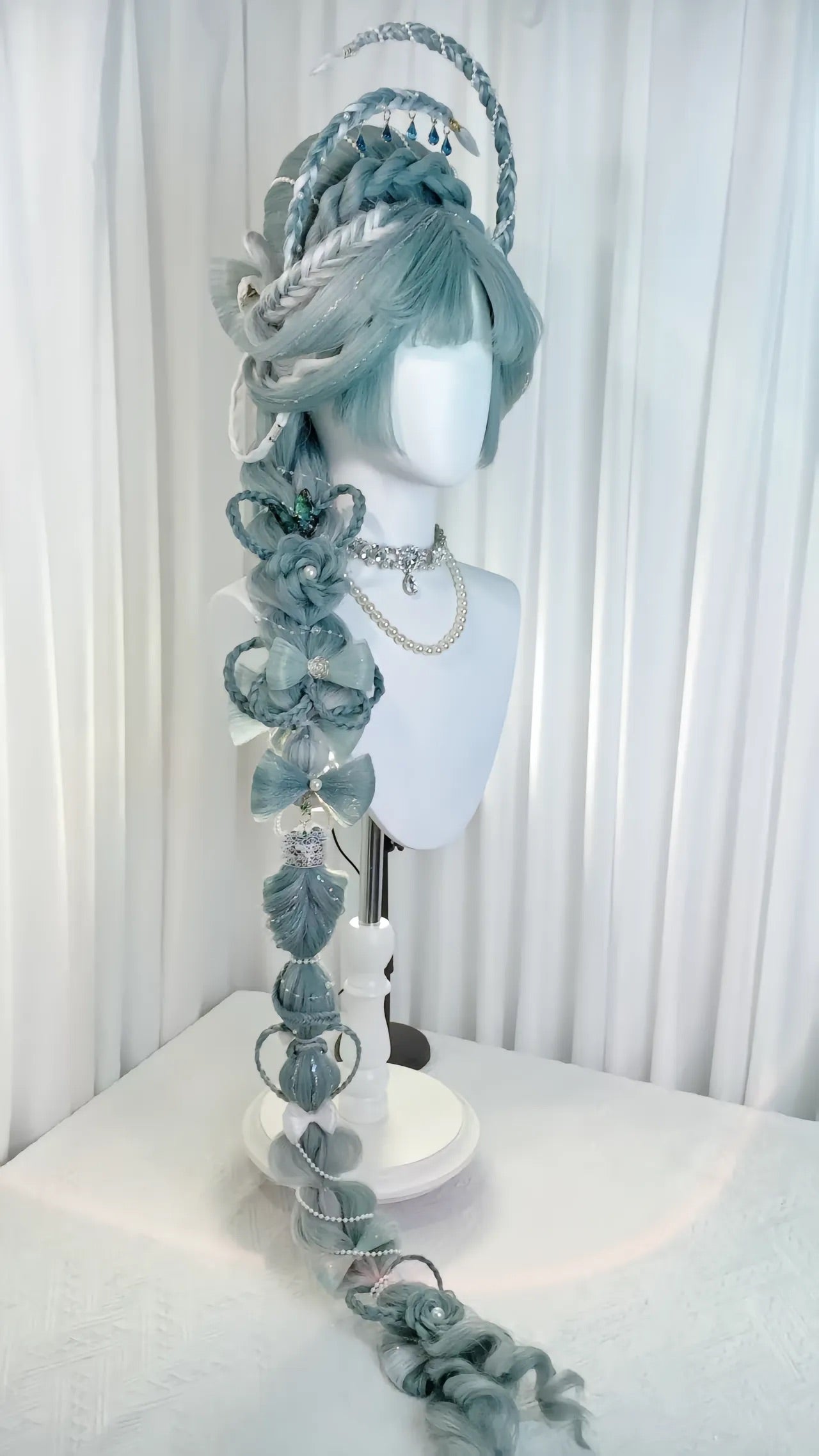 Mermaid Teal Braided Cosplay Wig | Custom Handcrafted Fantasy Wig