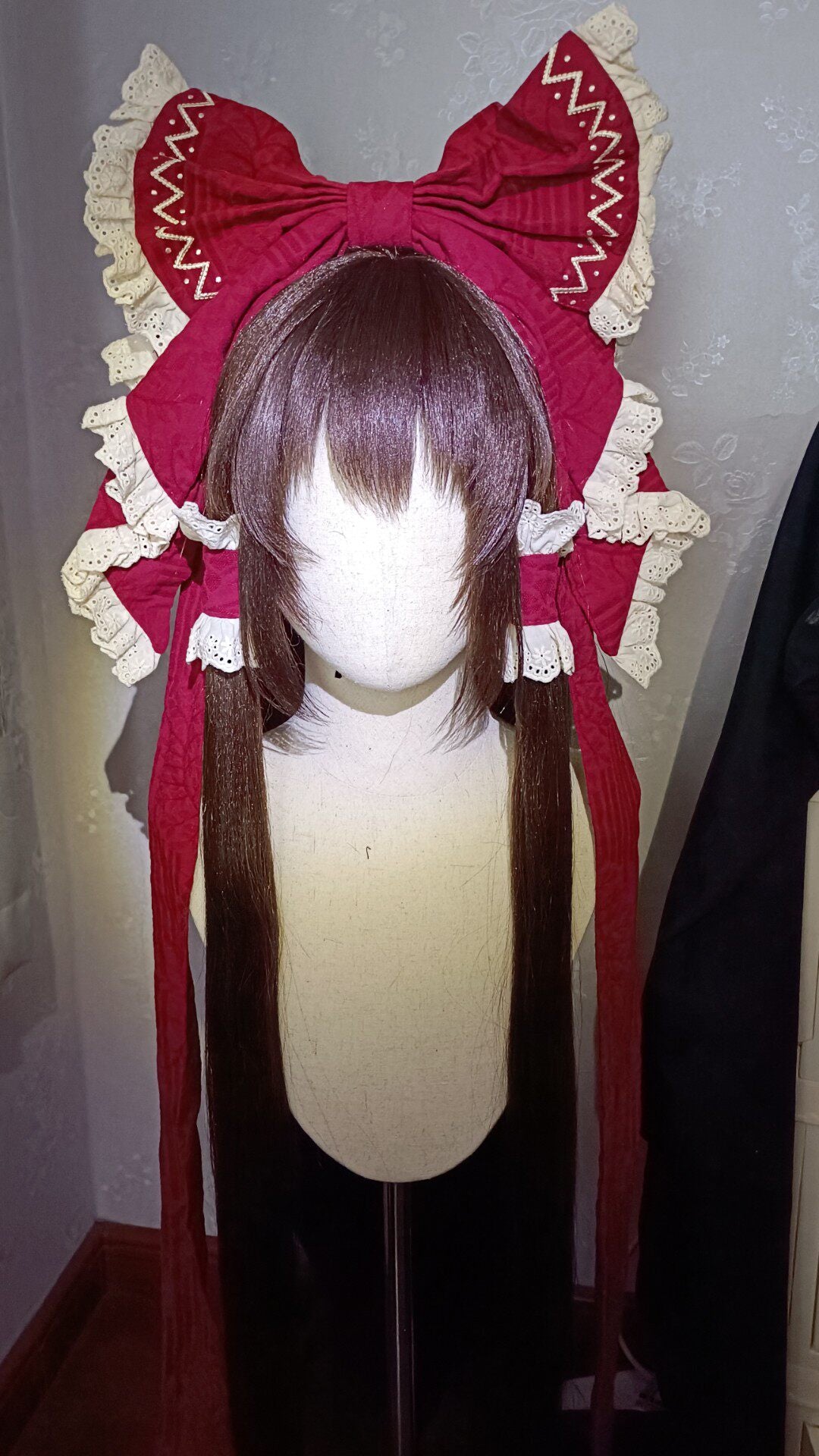 Reimu Hakurei Cosplay Wig – Full Hard Styling Fixed Anti-Gravity Wig Touhou Project