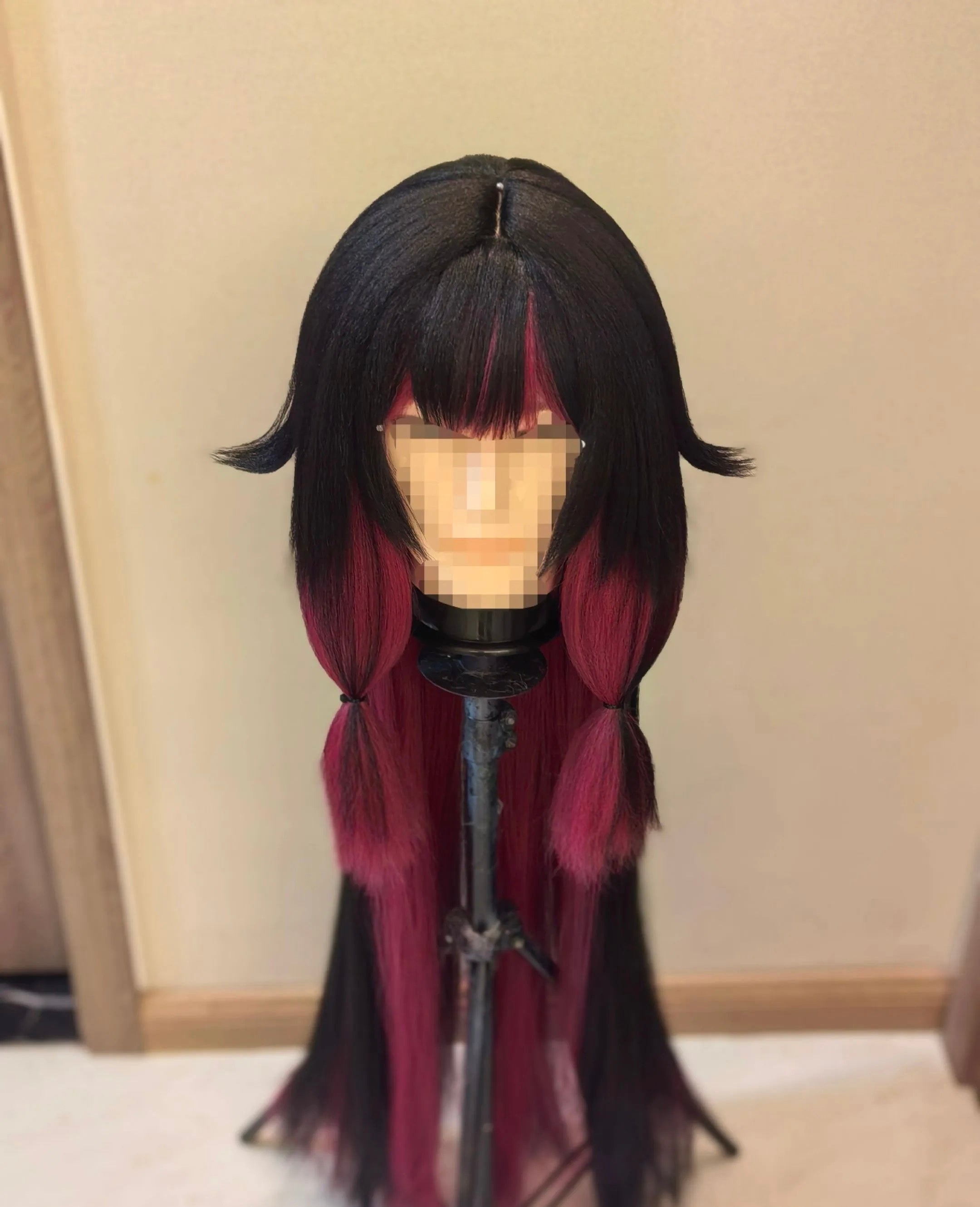Genshin Impact Columbina Cosplay Wig – Custom Black-Pink Gradient Heat Resistant Long Wig