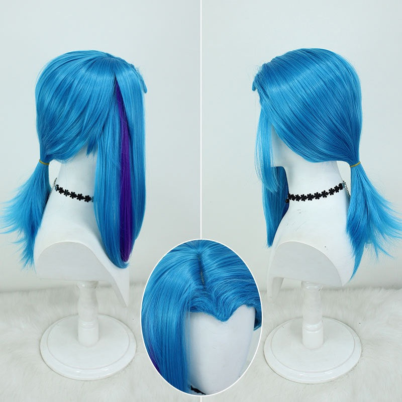Jinx Arcane Cos Wig (League of Legends) - High Temp Synthetic Hair Blue Purple Streaks Universal Scalp