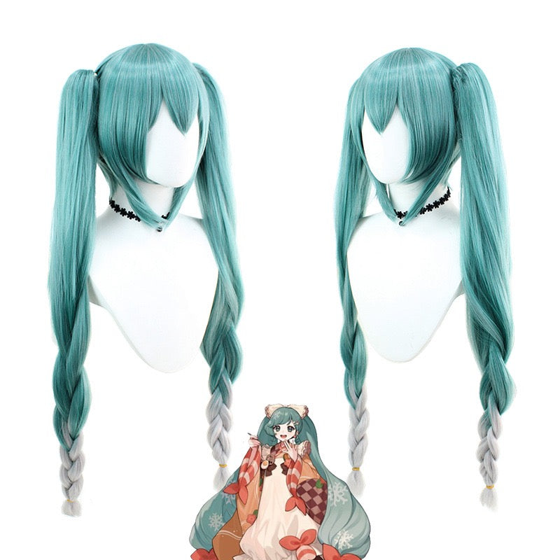 Hatsune Miku 2024 Snow Miku Cosplay Wig - Heat Resistant Fiber Same Style Twin Tails Wig for Women