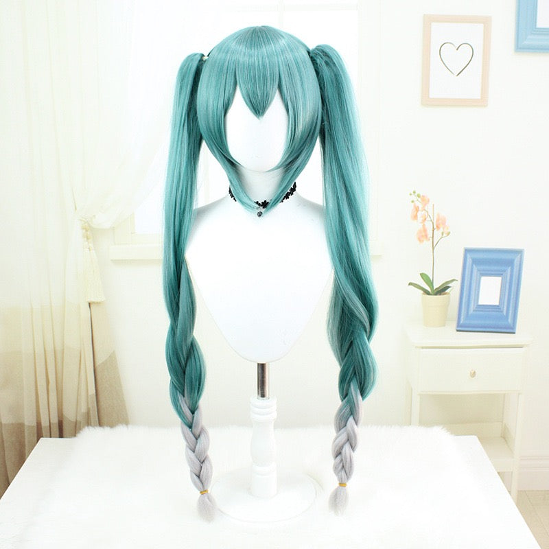 Hatsune Miku 2024 Snow Miku Cosplay Wig - Heat Resistant Fiber Same Style Twin Tails Wig for Women