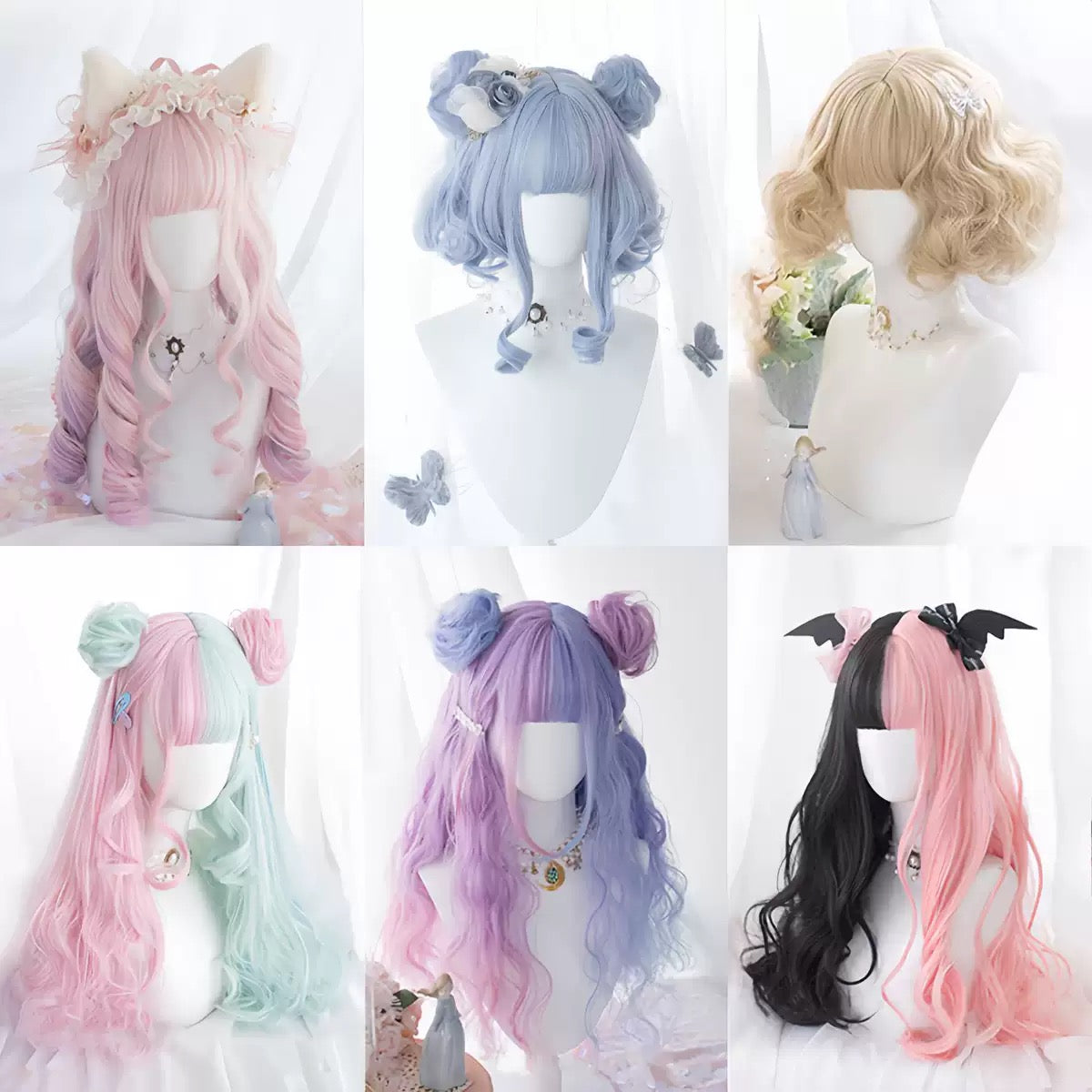 Sweet Lolita Colorful Gradient Wig | Harajuku JK Style Full Headpiece Special Offer