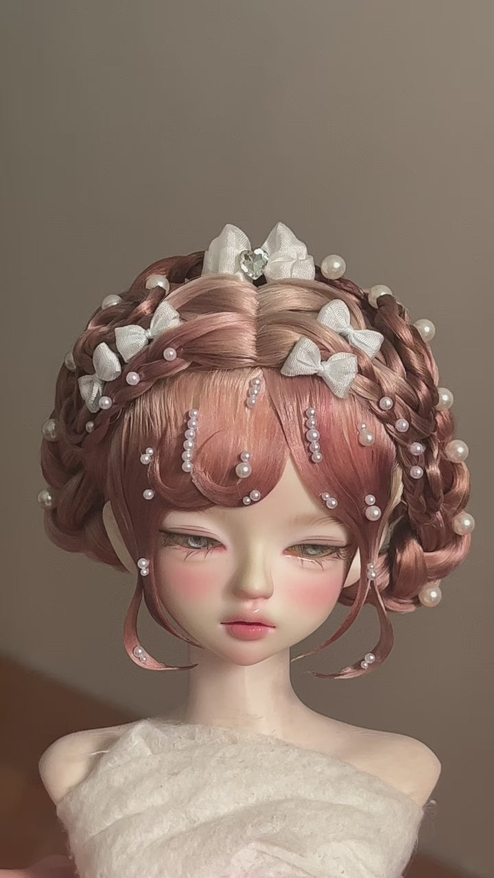 Ready To Ship 1/4 BJD Doll Wig 18-18.5cm Ocean Orange Red Mohair Wig
