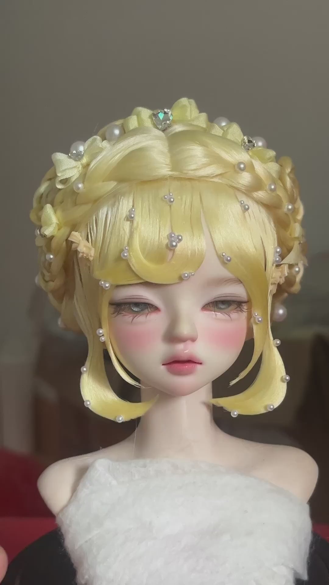 Ready To Ship Yellow 1/4 BJD Wig Russian Mohair Cross Part 17.8-18.2cm