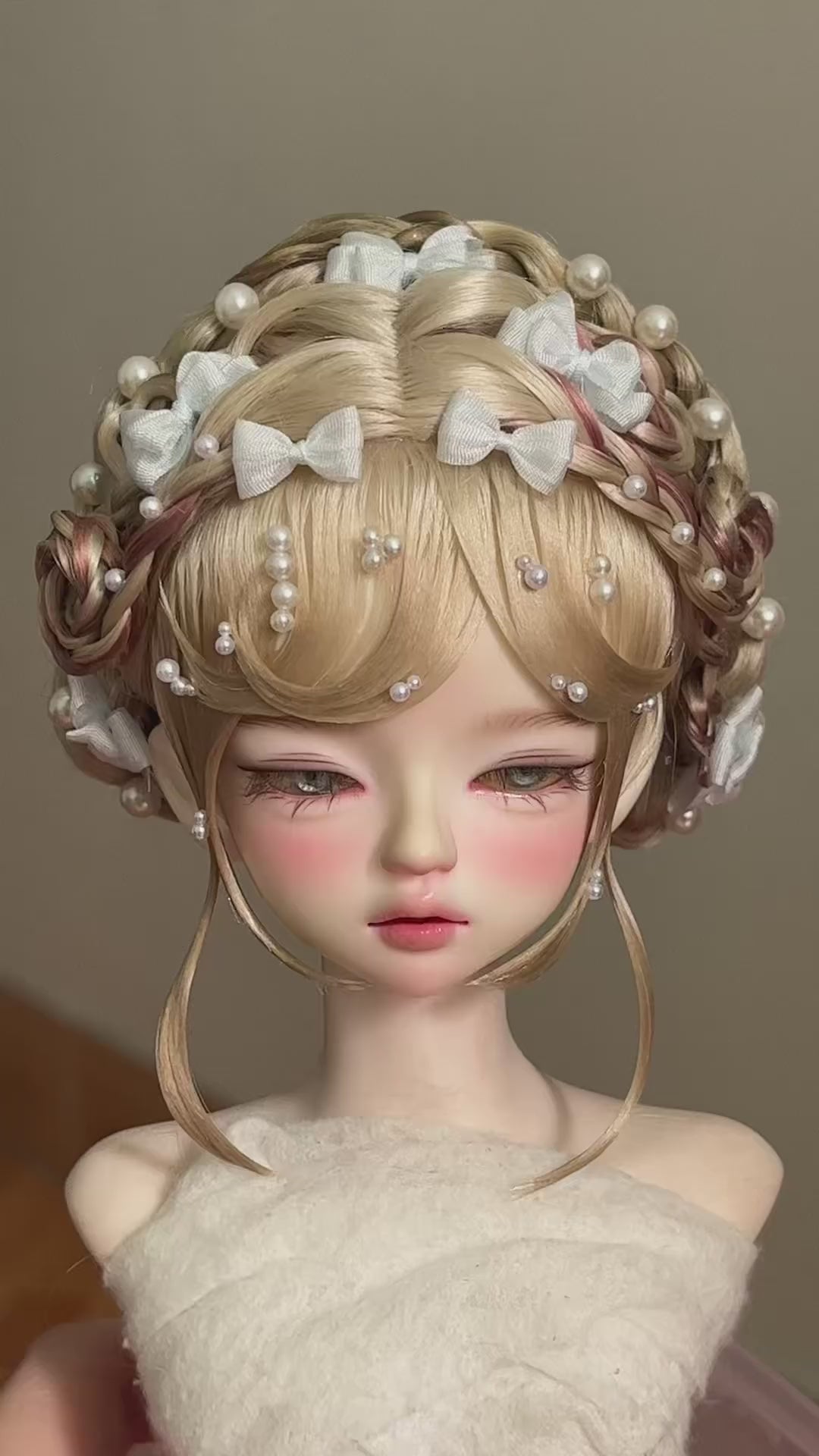 Ready To Ship Yellow 1/4 BJD Wig Russian Mohair Cross Part 17.8-18.2cm