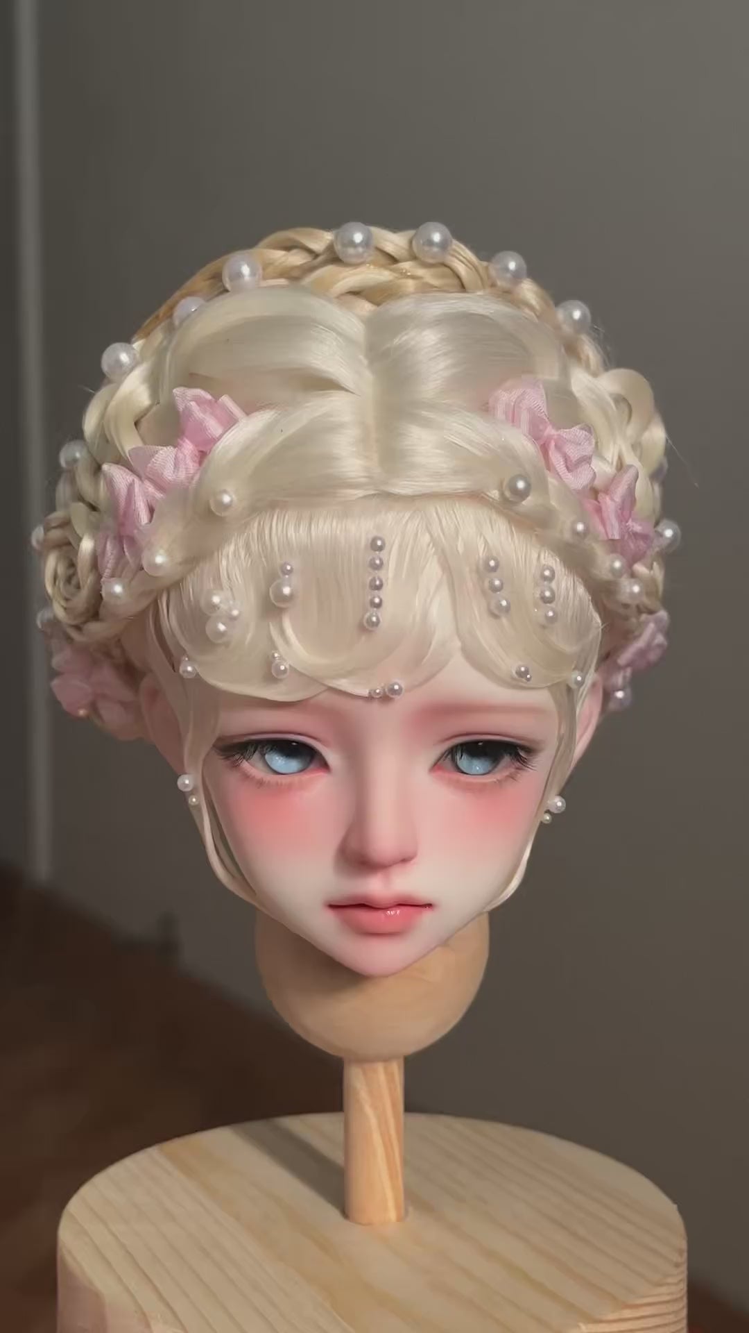 1/3 BJD Russian Acid-Free Mohair Wig 21.5-22.5cm Cross Part Hard Wig Cap