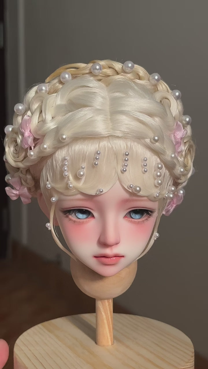 1/3 BJD Russian Acid-Free Mohair Wig 21.5-22.5cm Cross Part Hard Wig Cap