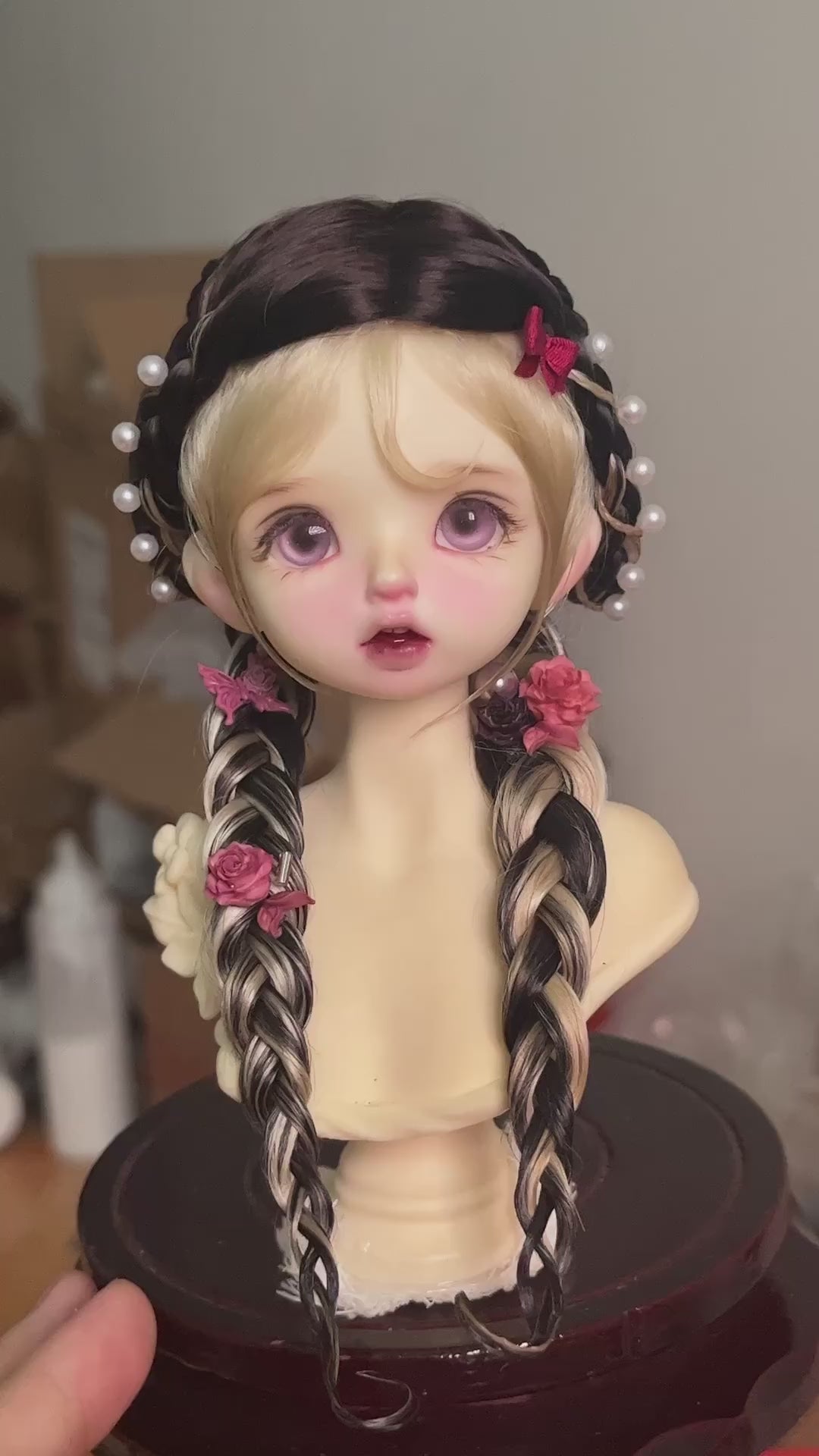 1/6 BJD Mohair Wig Russian Acid-Free 16-16.5cm | Cross Part