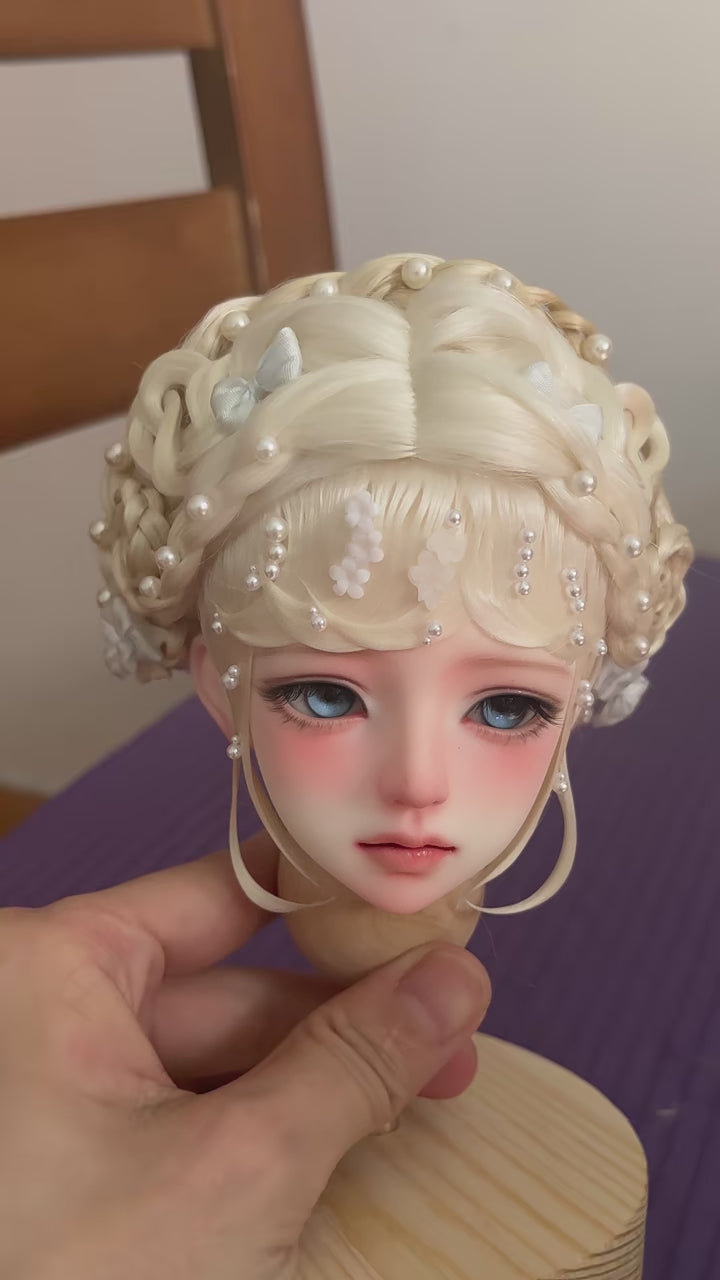 1/3 BJD Russian Acid-Free Mohair Wig 21.5-22.5cm Cross Part Hard Wig Cap