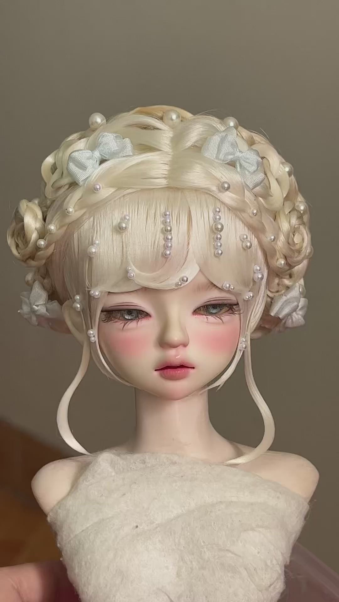Ready To Ship Yellow 1/4 BJD Wig Russian Mohair Cross Part 17.8-18.2cm