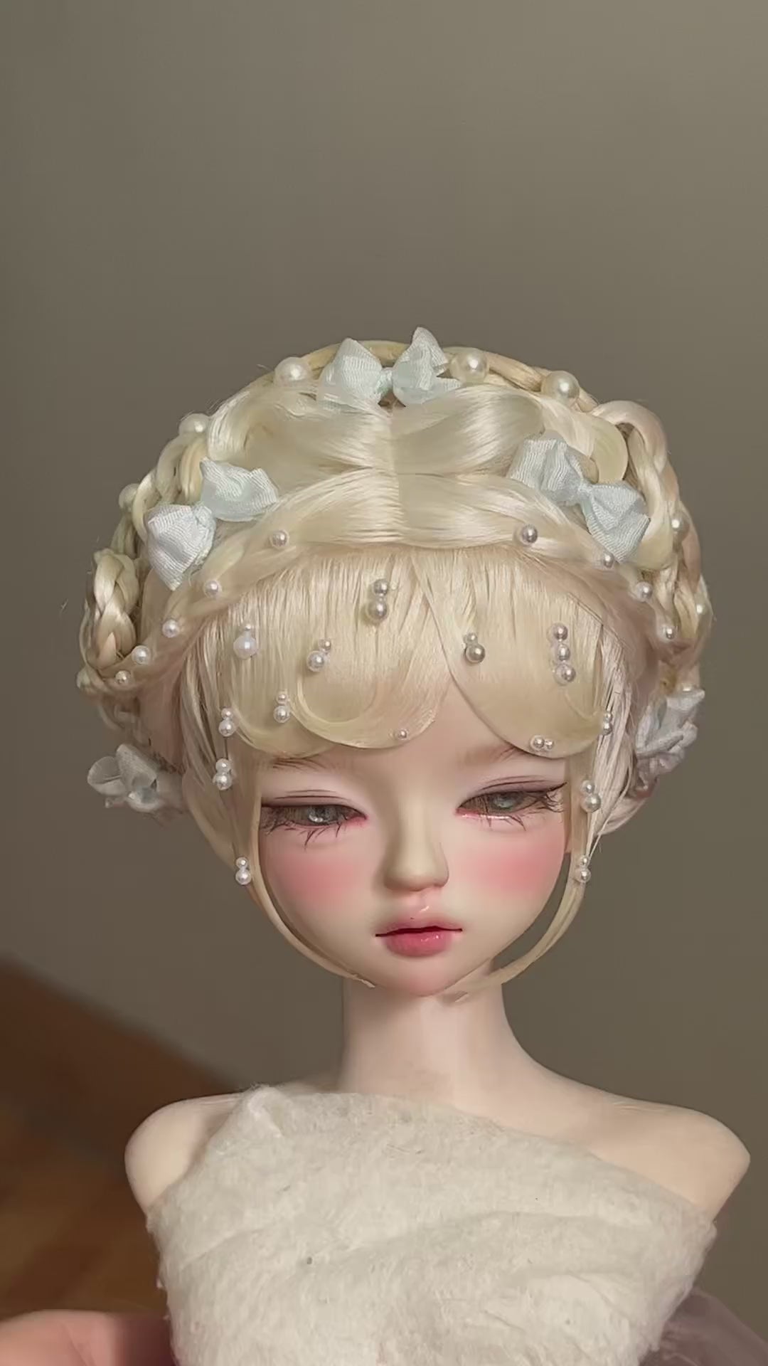 Ready To Ship Yellow 1/4 BJD Wig Russian Mohair Cross Part 17.8-18.2cm