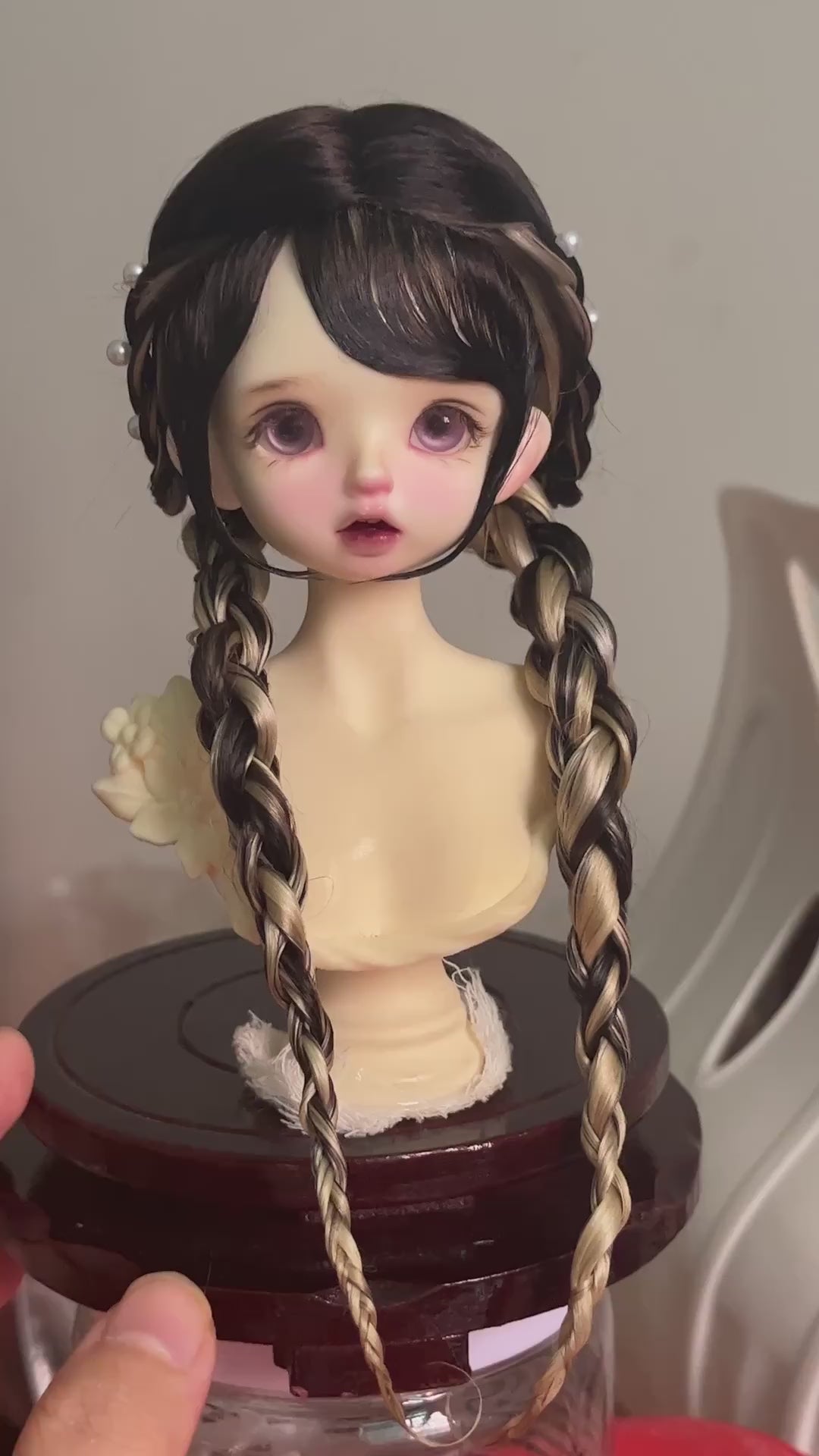 1/6 BJD Mohair Wig Russian Acid-Free 16-16.5cm | Cross Part