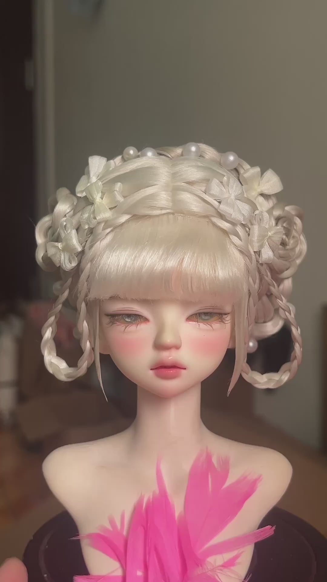 Ready To Ship Yellow 1/4 BJD Wig Russian Mohair Cross Part 17.8-18.2cm