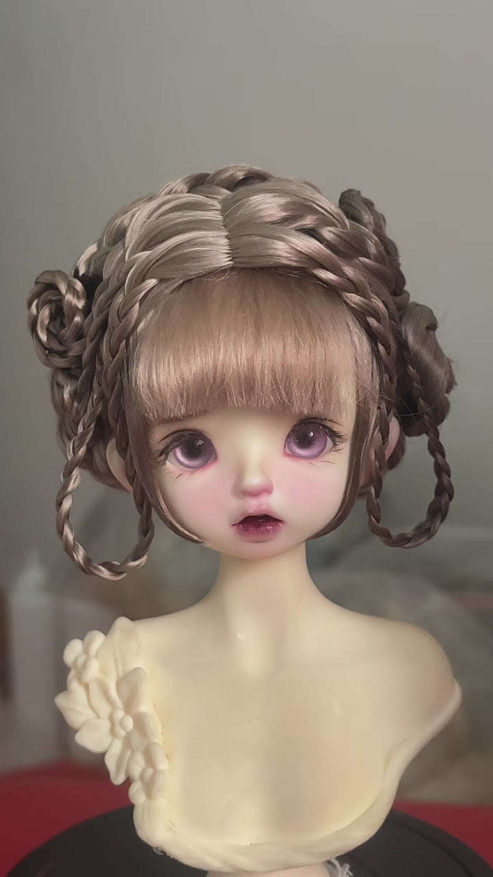 1/4 Scale BJD Russian Mohair Wig 18.2cm Natural Cross Part Wig Cap