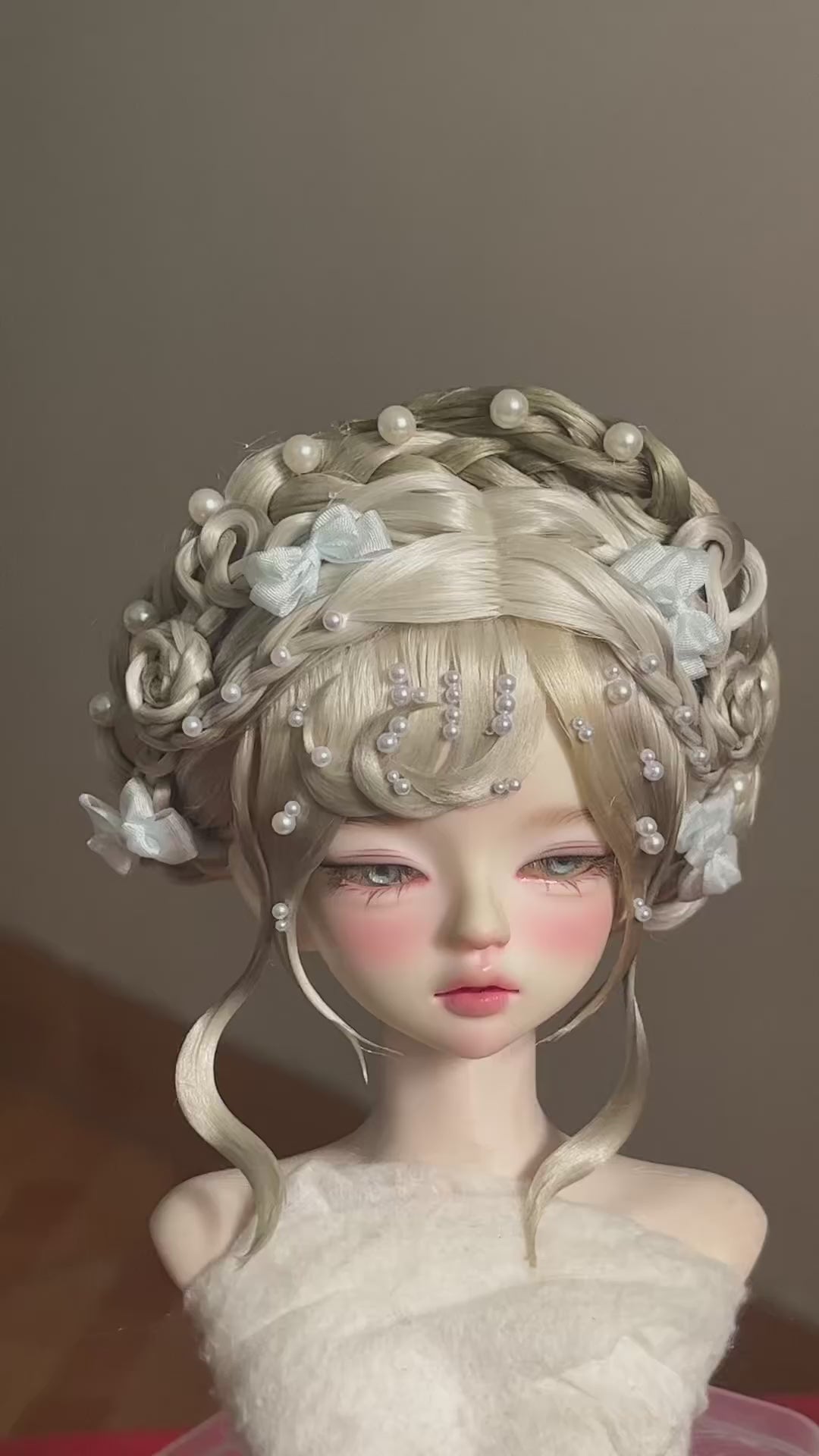 Ready To Ship Yellow 1/4 BJD Wig Russian Mohair Cross Part 17.8-18.2cm