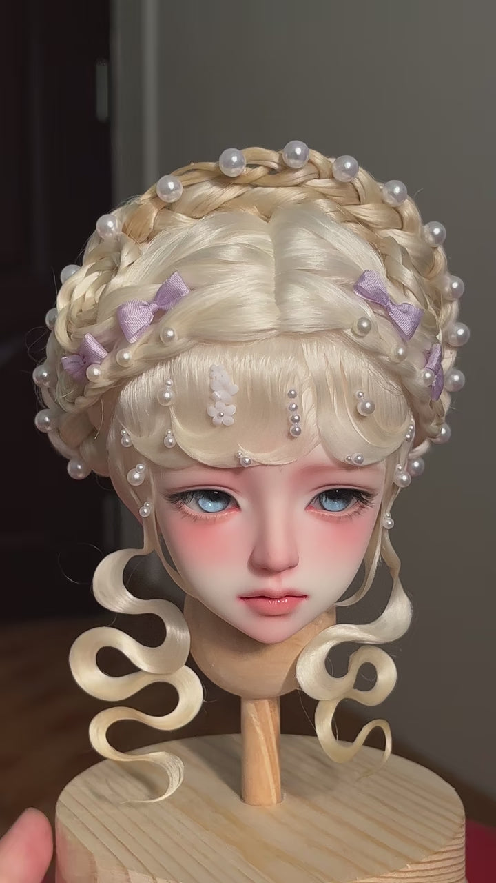 1/3 BJD Russian Acid-Free Mohair Wig 21.5-22.5cm Cross Part Hard Wig Cap